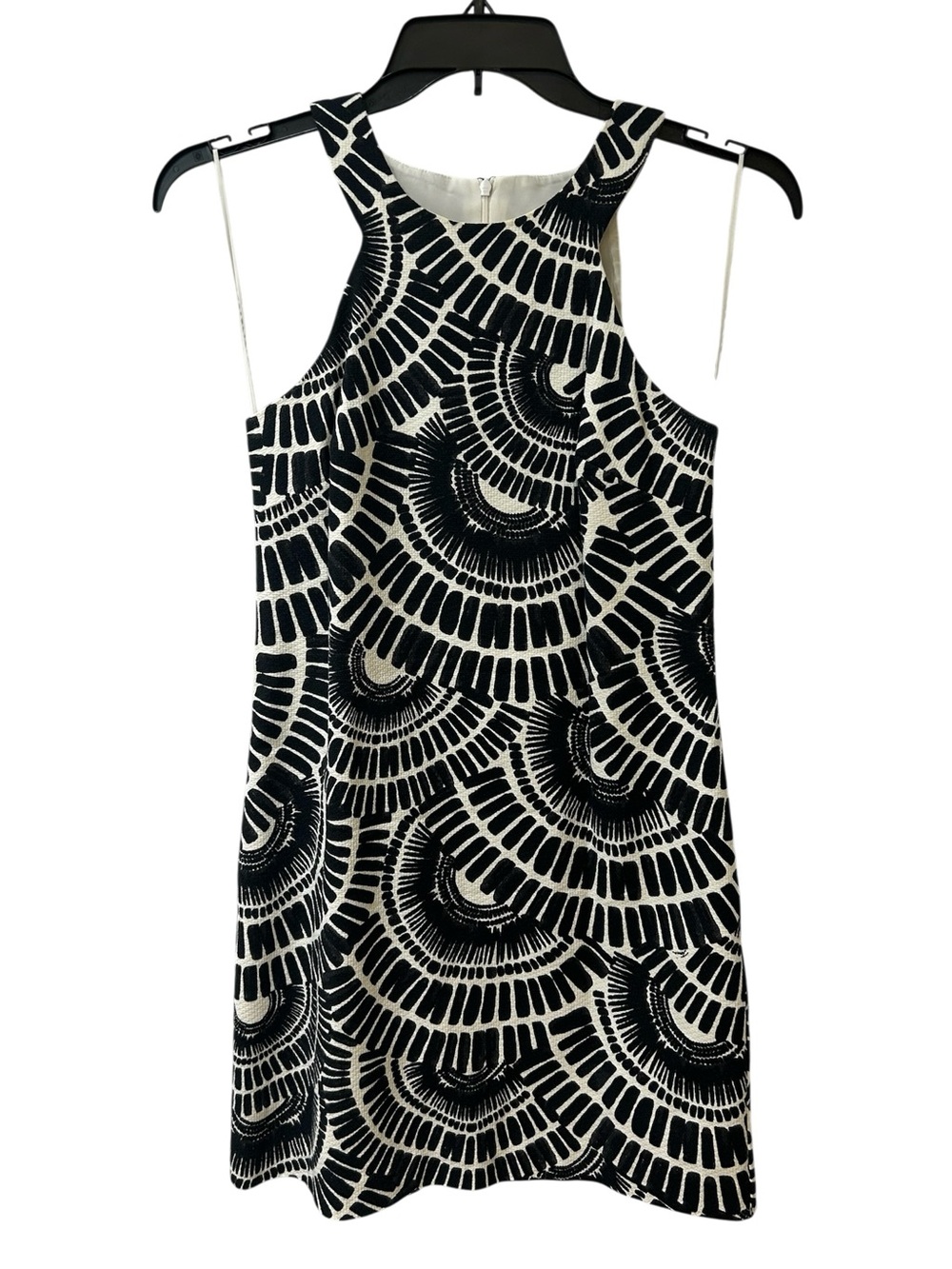 Trina Turk Black & White Geometric High Neck  Mini Dress size 6